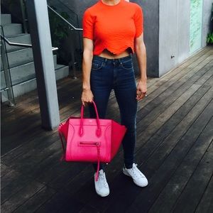 ALEXANDER McQUEEN cropped red top